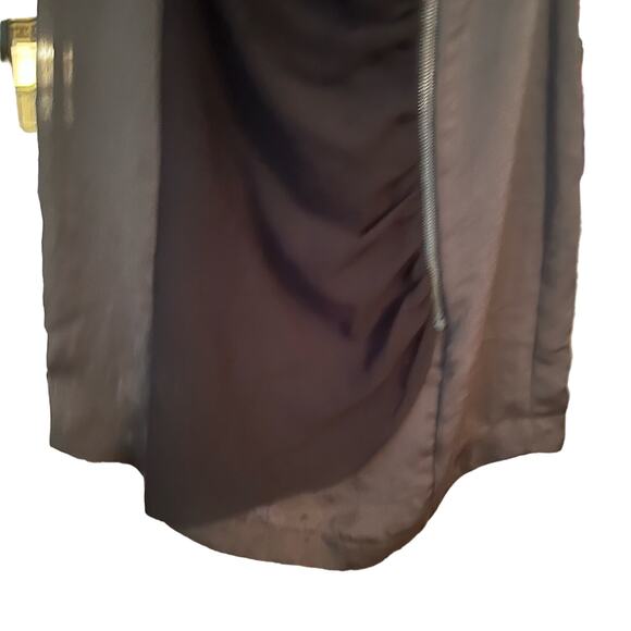 Zara Basic Black Sleeveless Dress Sz M Zipper & Satin Accent Ruching Datenight - Picture 9 of 10